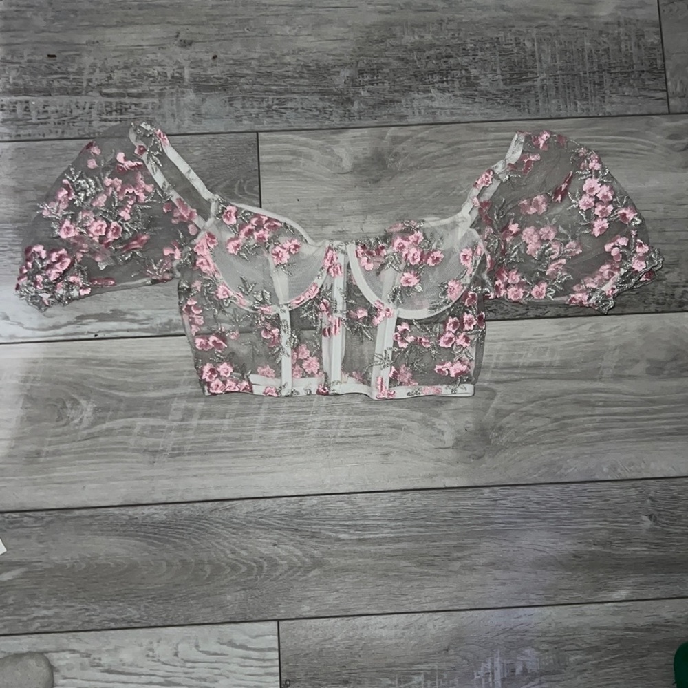 vintage mesh corset crop top!🎀